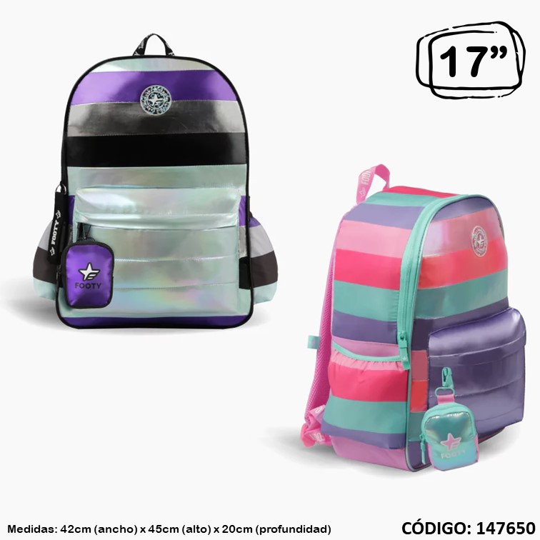 Mochila footy 17"" metalizada