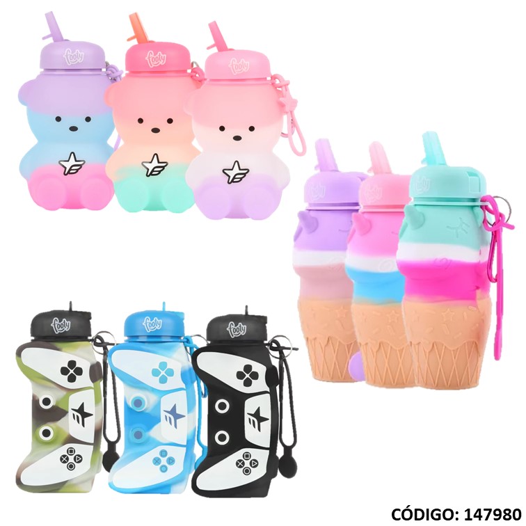 Botella footy silicona 450ml. c/pico