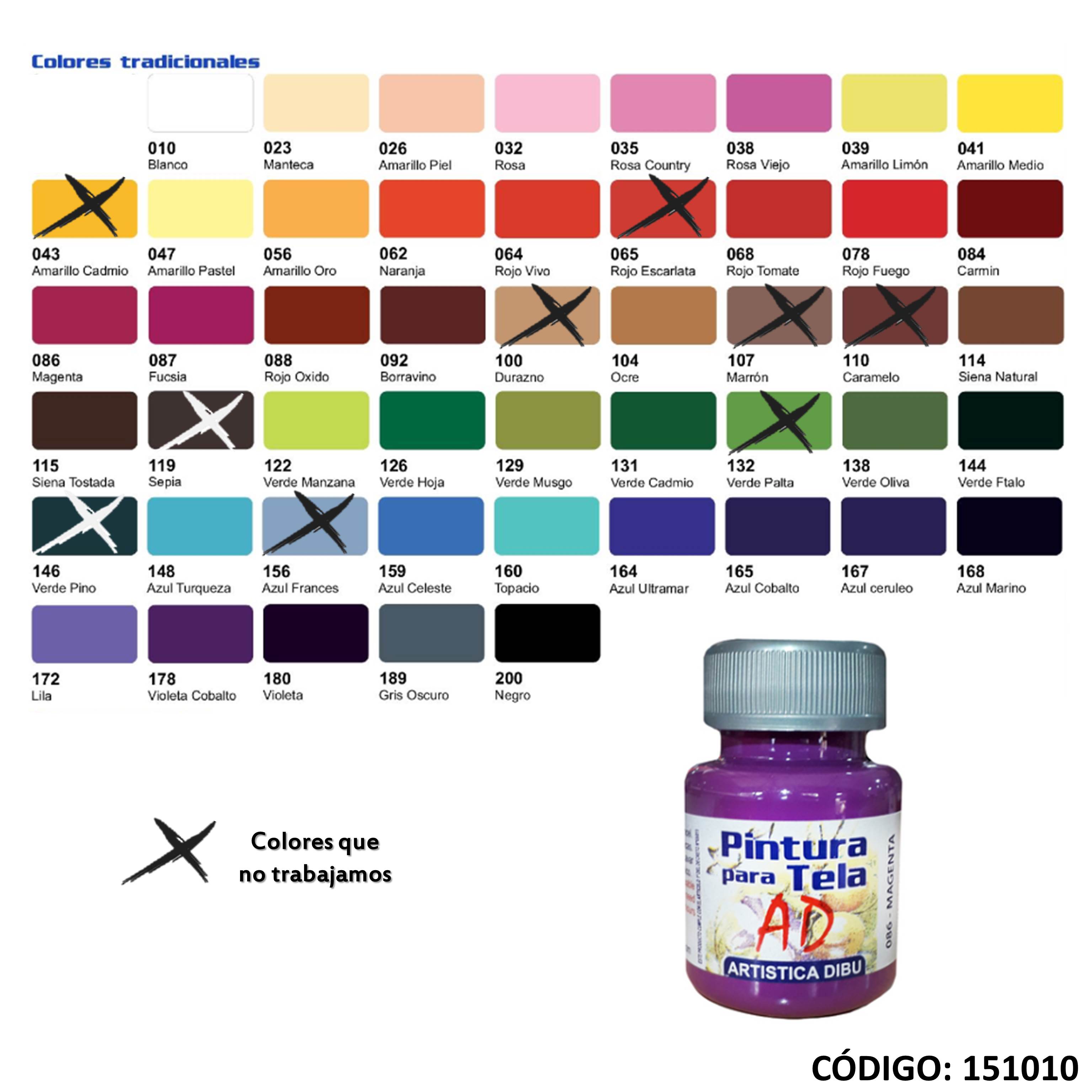 Artículo pint. tela ""ad"" color 40ml. (44) colores