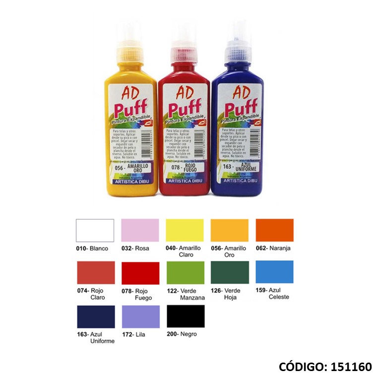 Artículo pint. puff expandible ad 40ml. colores