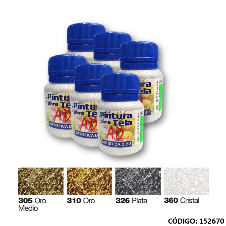 Artículo pint. tela ""ad"" con acabado glitter 40ml. (44) colores