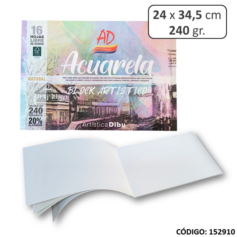Artículo block acuarela ad 24x34cm 240 g x16h