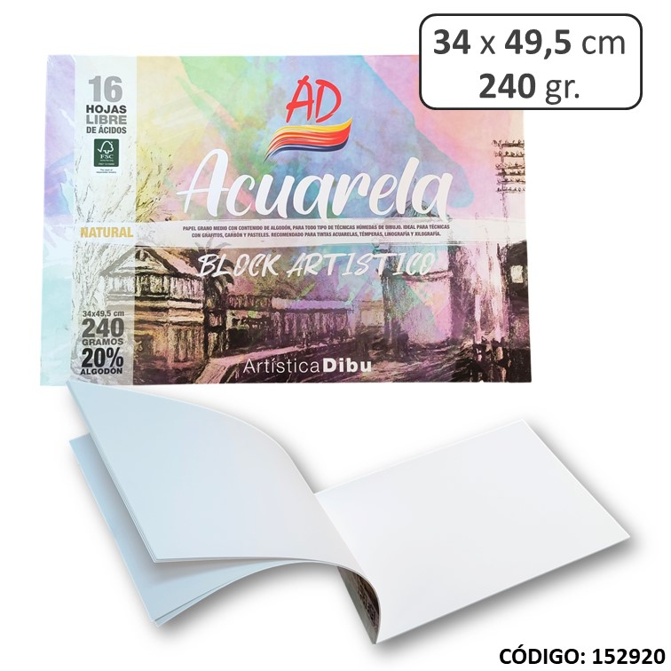 Artículo block acuarela ad 34x49cm 240 g x16h
