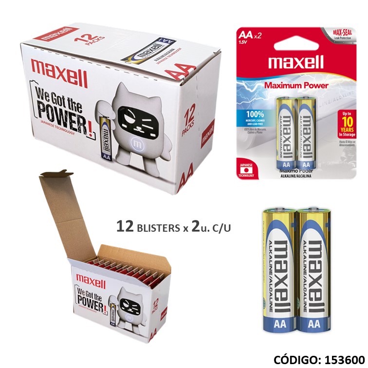 Pilas maxell aa alkalina 12bl. {24u.}