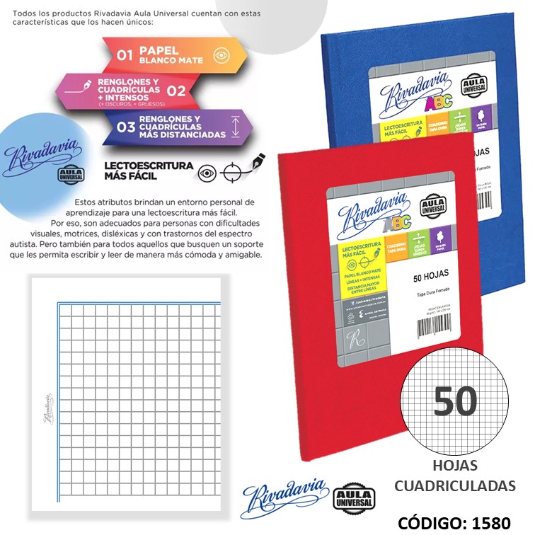 Cuaderno t/d riv. abc aula universal. x50h. az/ro
