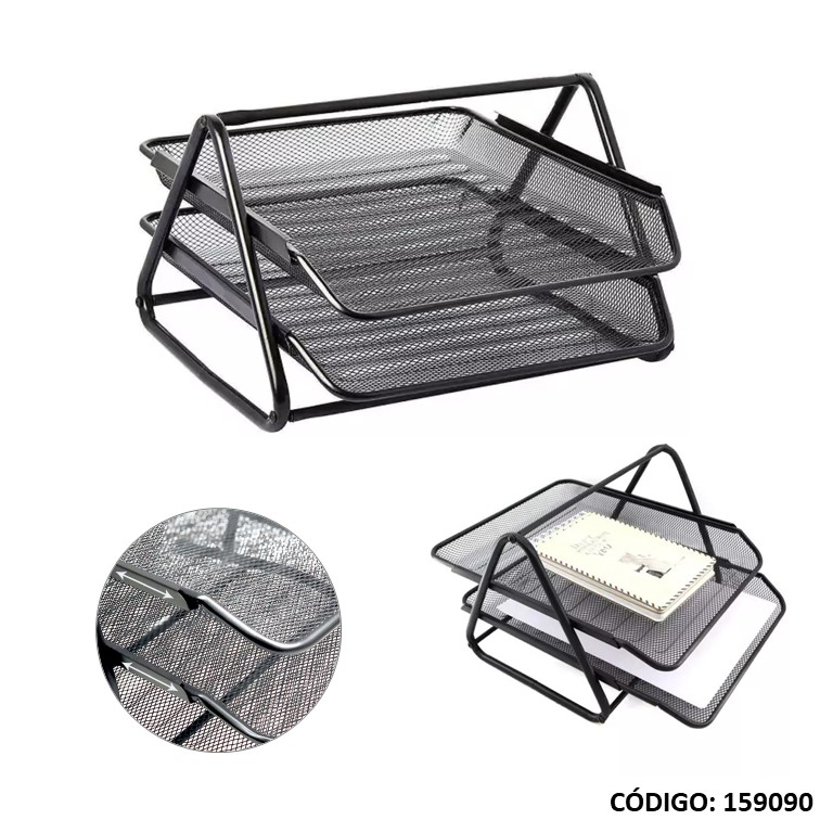 Bandeja malla metal doble negro