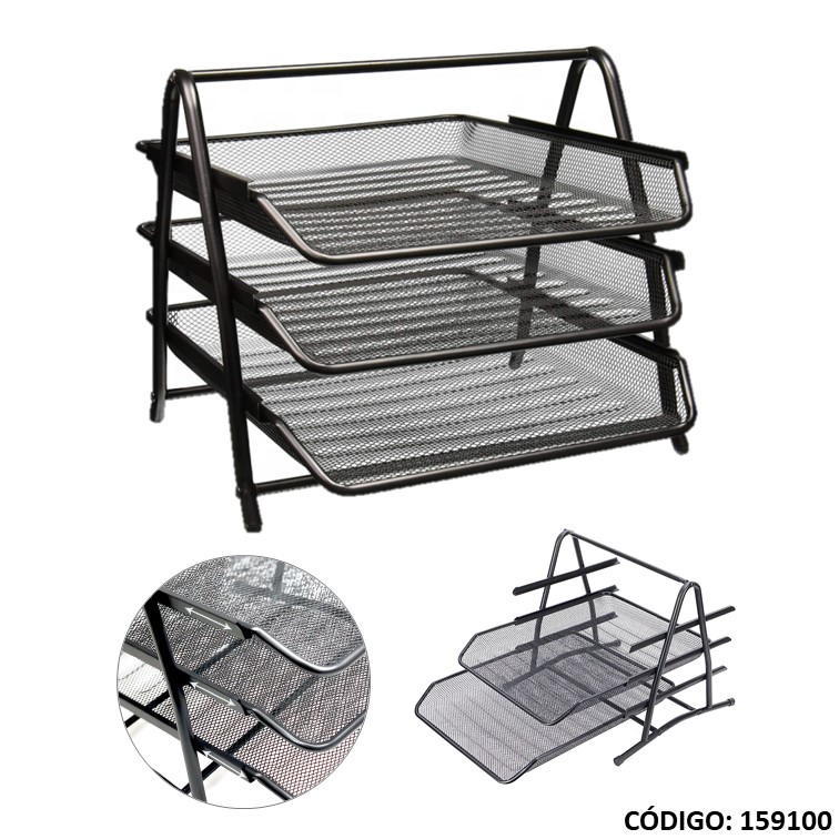 Bandeja malla metal triple negro