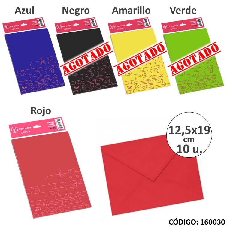 Sobres color 12.5x19