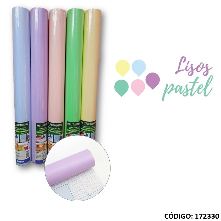 Rollo pvc adhesivo. 10m. pastel color