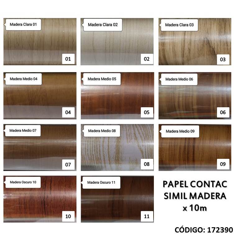 Rollo pvc adhesivo. 10m. simil madera
