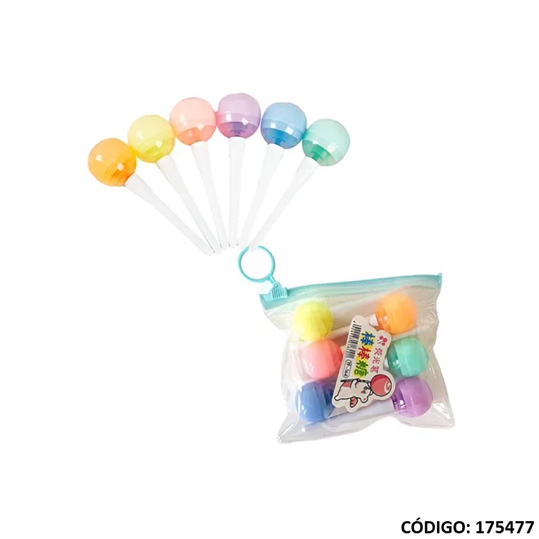 Fantasía resaltador mp mini chupetin x6 colores 25-247