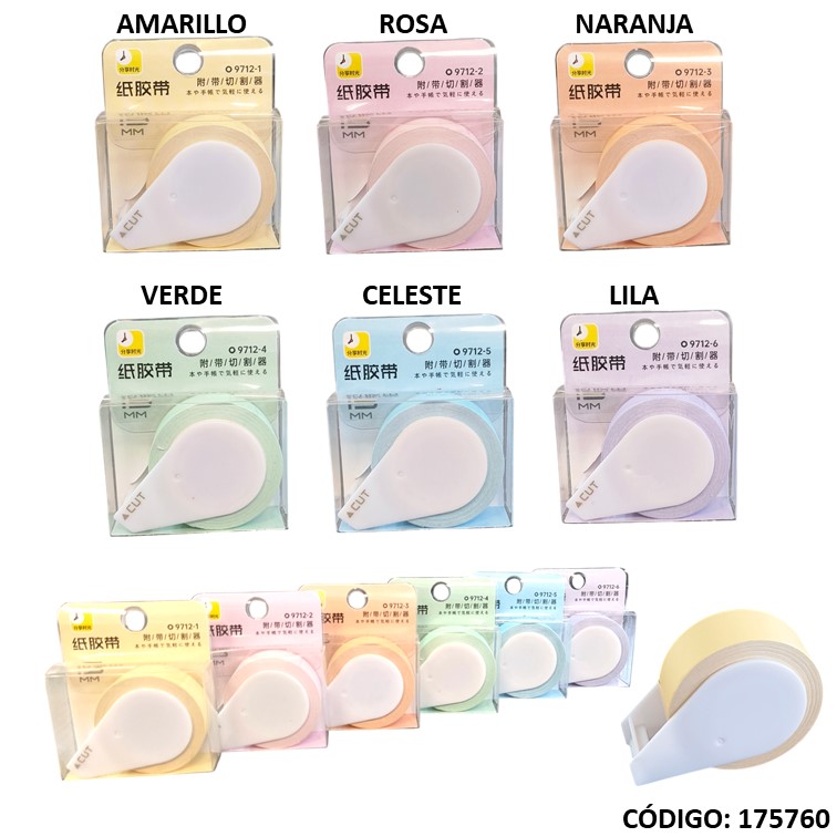 Fantasía washi tape mp pastel c/portacinta 9712