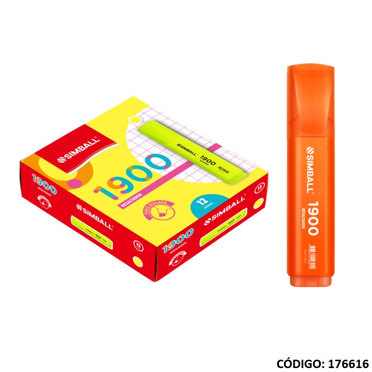 Resaltador simball chato 1900 naranja