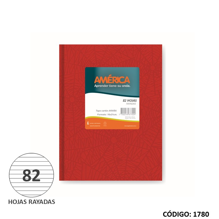 Cuaderno t/d america araña rojo x82h