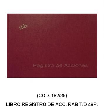 Libro rab reg. acciones t/d 49p -29
