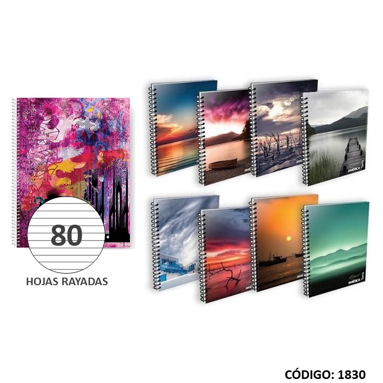 Cuaderno a4 t/b america/m. apuntes x80h