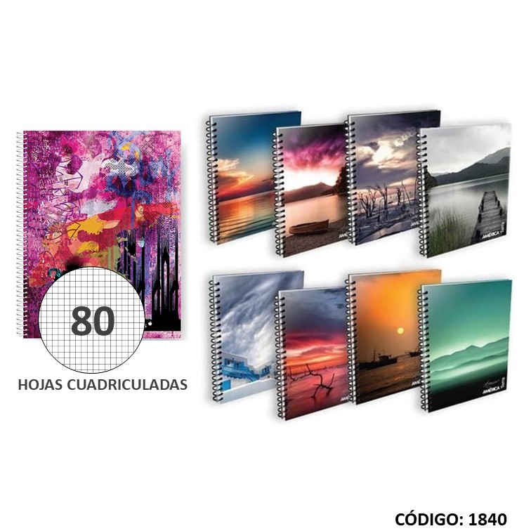 Cuaderno a4 t/b america/m. apuntes x80h