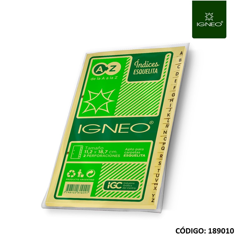 Indice igneo 501 p/carpeta esquelita