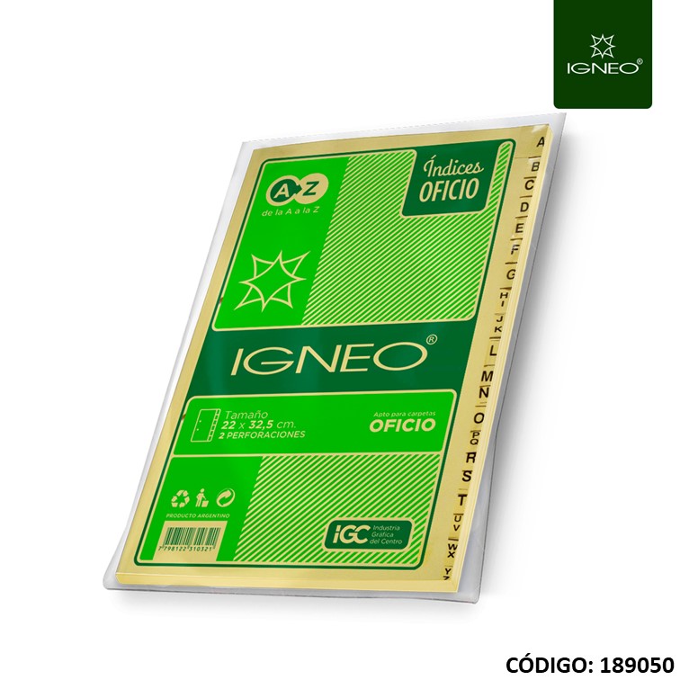 Indice igneo 505 p/carpeta oficio
