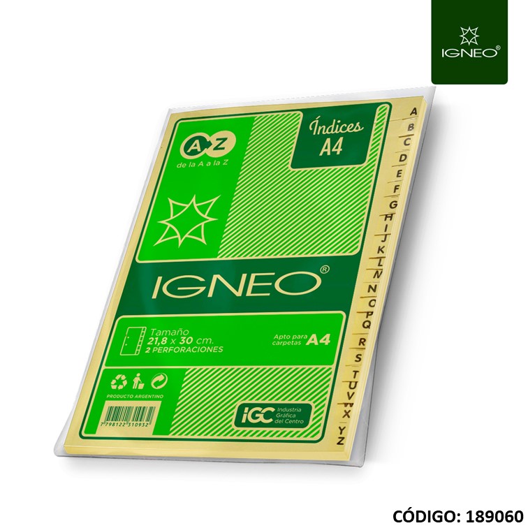 Indice igneo 506 p/carpeta a4