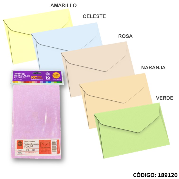 Sobres rapel ret. n°1 opalina color