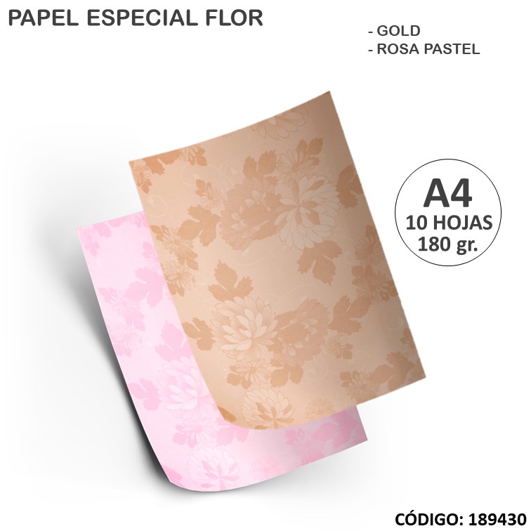 Papel e. rapel flor a4 180 g x10h. colores