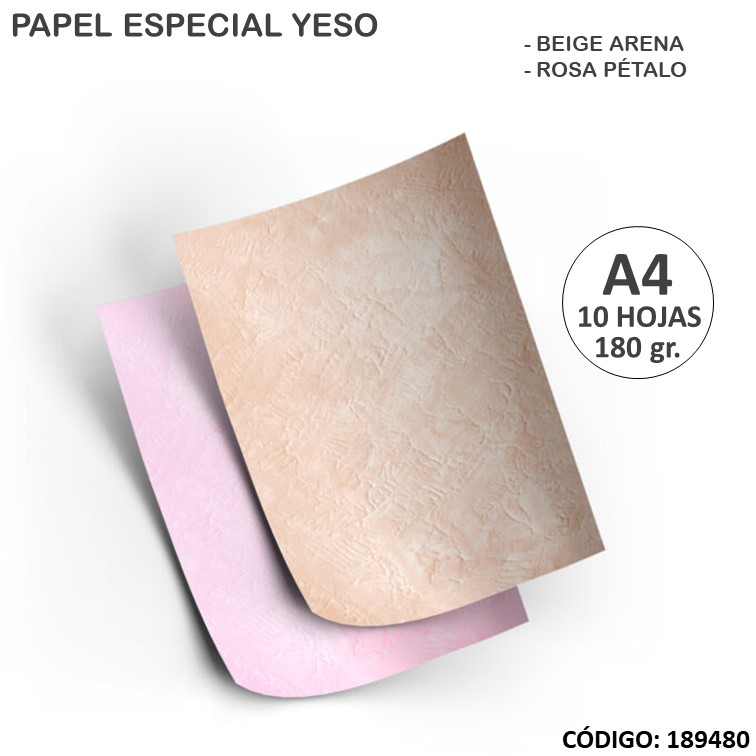 Papel e. rapel yeso a4 180 g x10h. colores