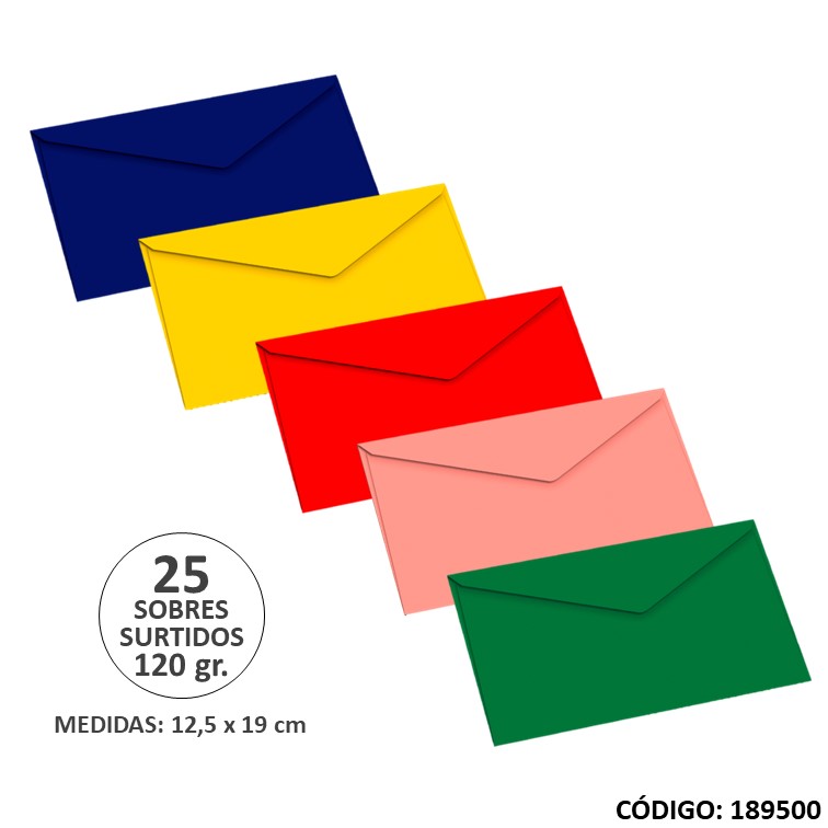 Sobres rapel ret. n°1 color 120 g surtido