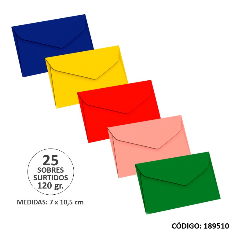 Sobres rapel tarjeta color 120 g surtido