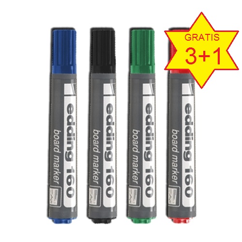 Marcador edding 160 pizarra descart. 3+1 surtido