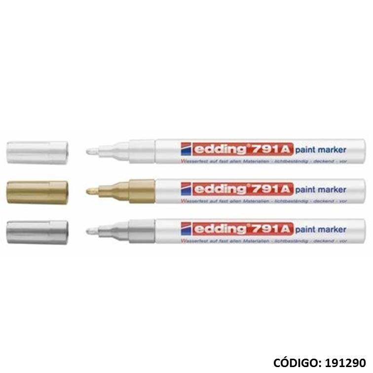 Marcador edding 791 esmalte oro/pla/bco