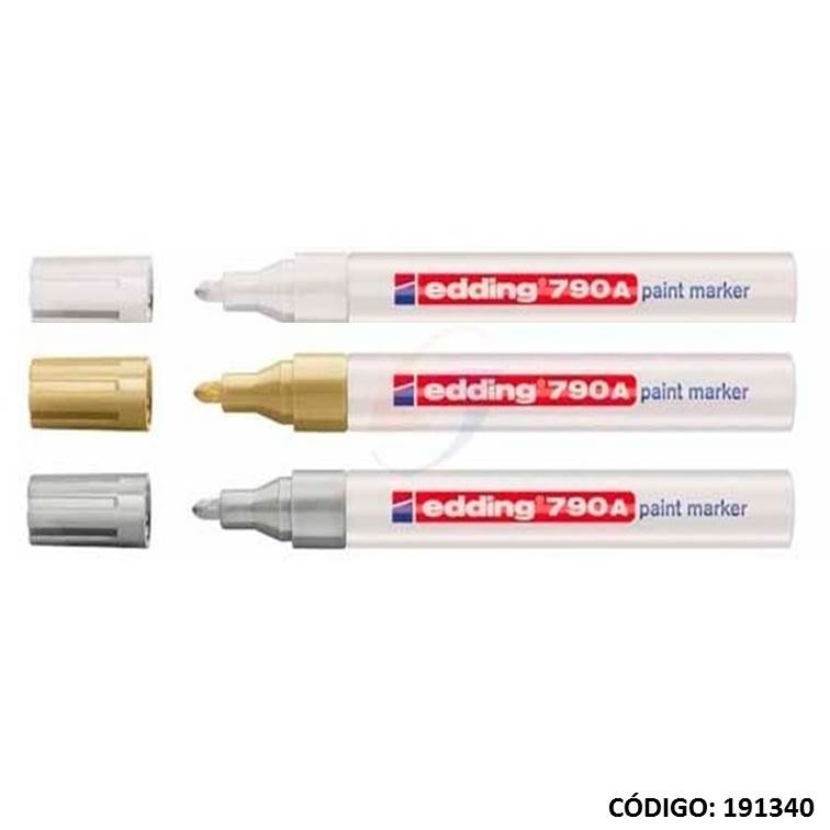 Marcador edding 790 esmalte oro/pla/bco
