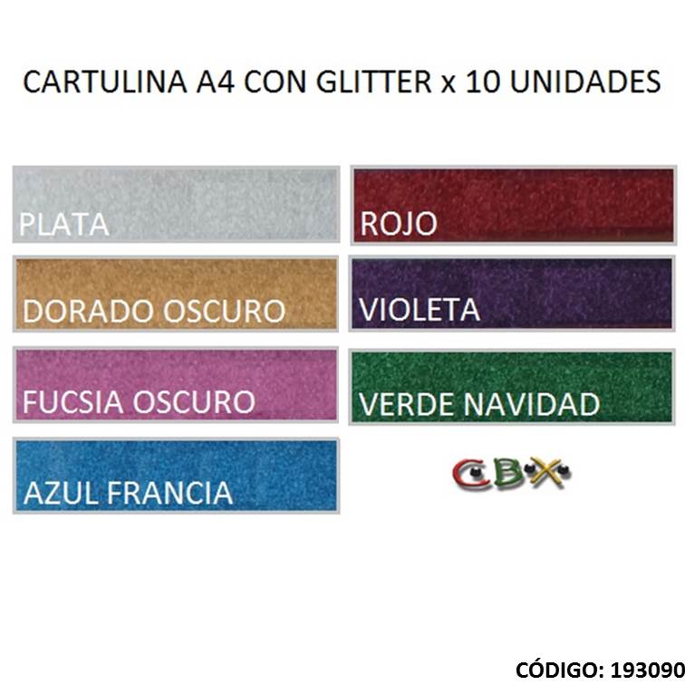 Cartulina cbx a4 c/con acabado glitter