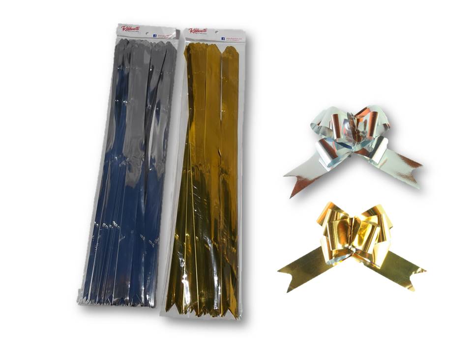 Moño ribbonette mediano metal oro/plata