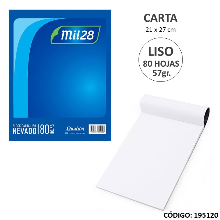 Block carta obra nevado liso