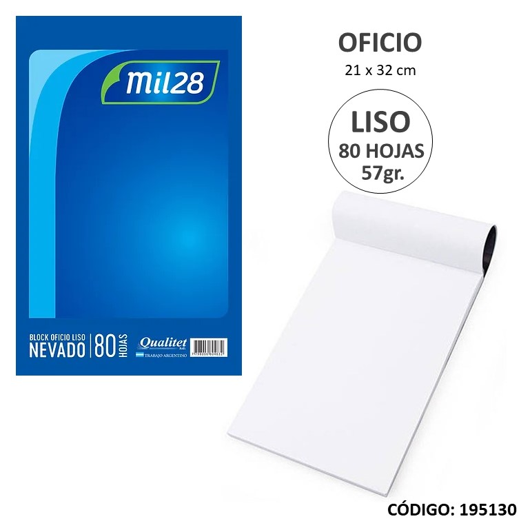 Block oficio obra nevado liso