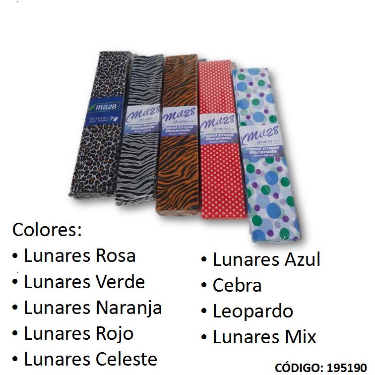 Papel crepe fantasia/lunares