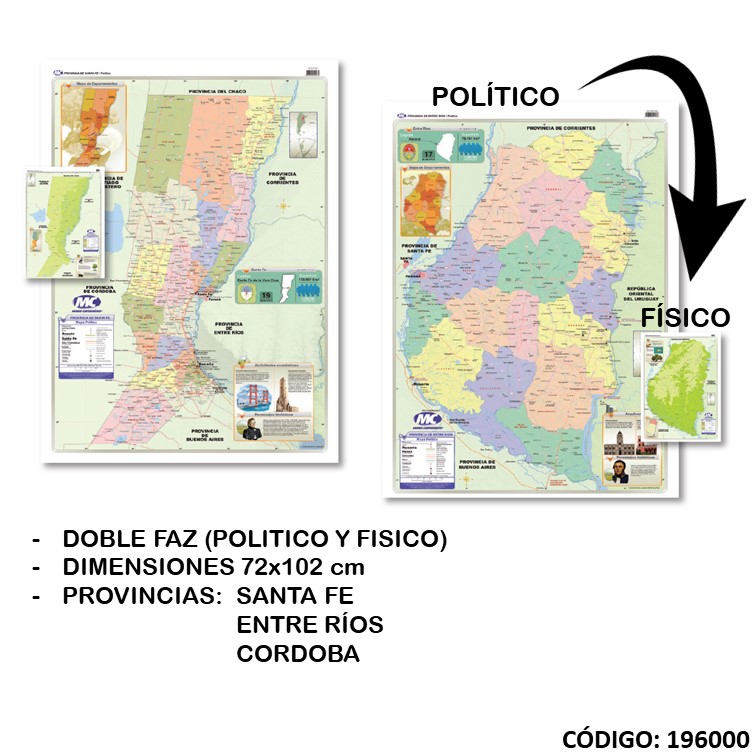 Mapas mc mural doble faz prov. 72x102cm