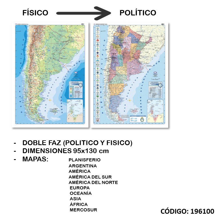 Mapas mc mural doble faz pol/fis 95x130cm