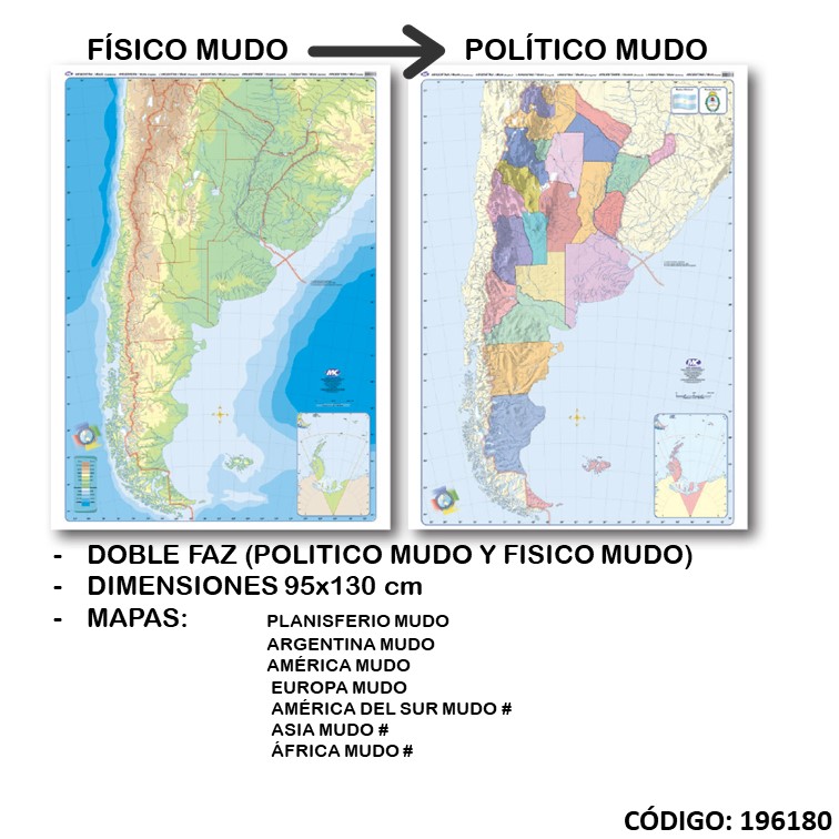 Mapas mc mural doble faz mudo 95x130cm