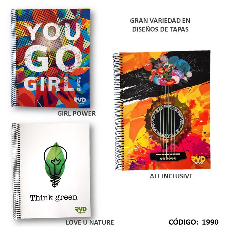 Cuaderno a4 semirig. rvd teens x150h