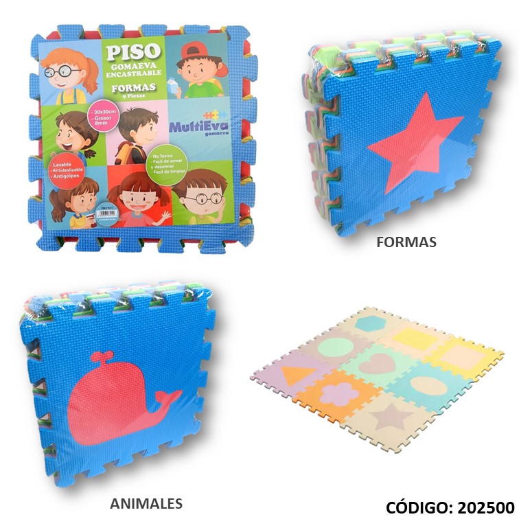 Pisos enc. goma eva 30x30 formas 8mm