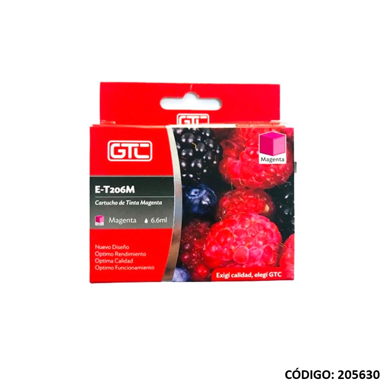 Com cartucho p/epson t206 magendanta