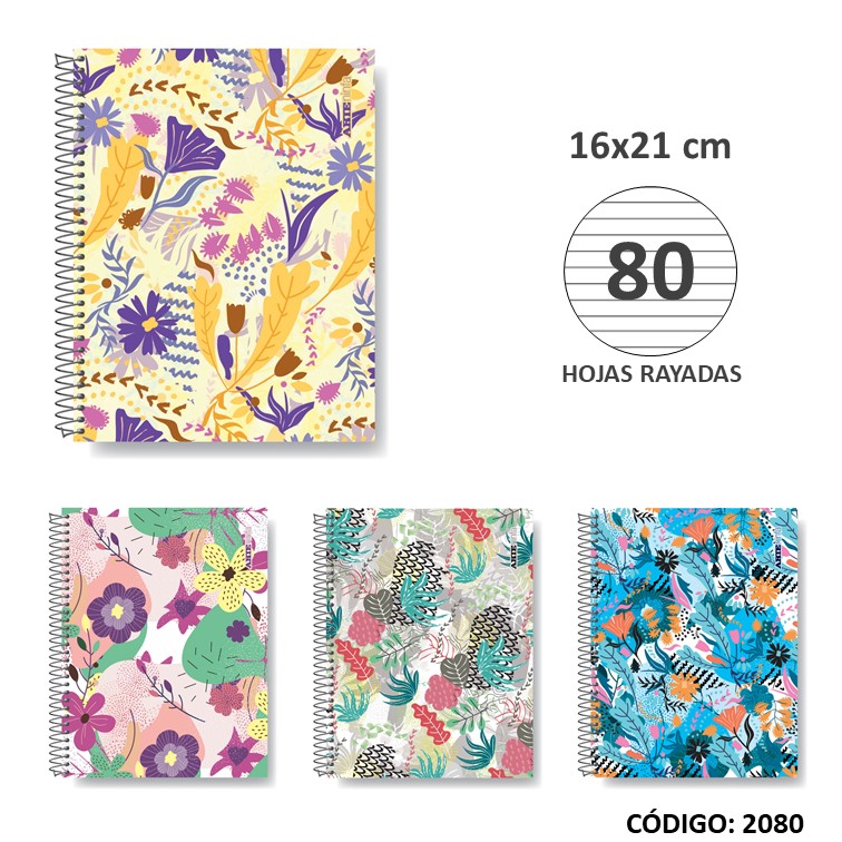 Cuaderno t/e 16x21 semirig. arte ninfa x80h