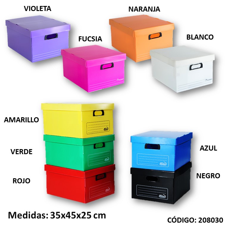 Caja plana plast. 35x45x25 color c/tapa