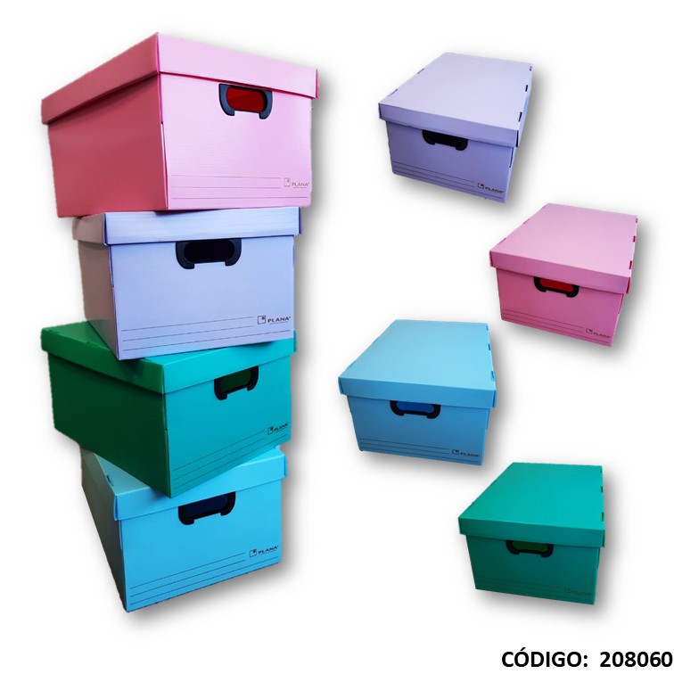 Caja plana plast. 35x45x25 pastel c/tapa