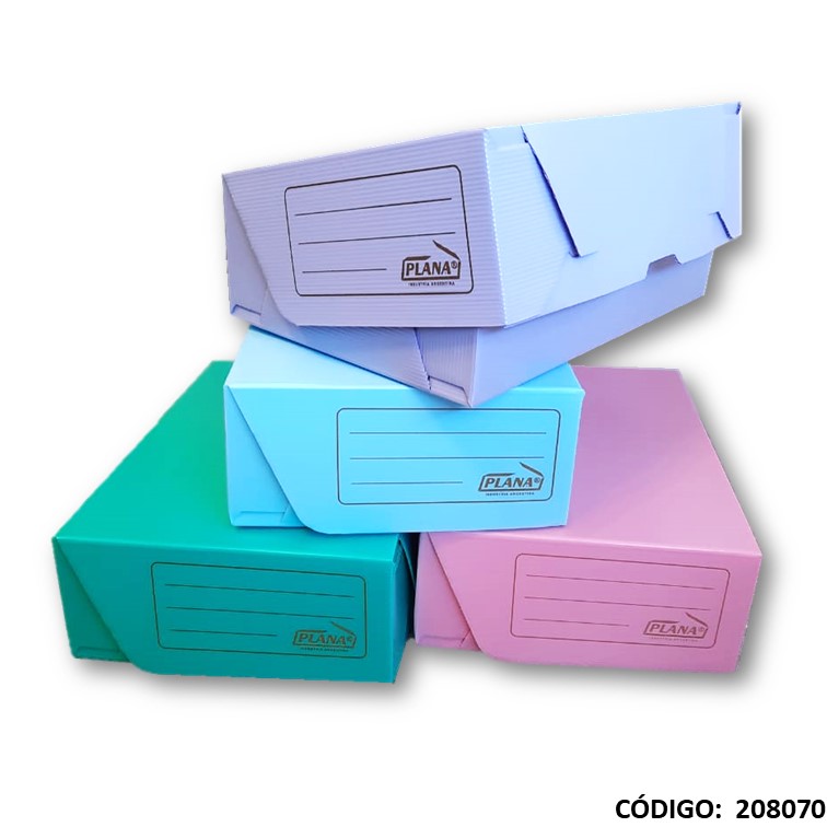 Caja arch. plast. oficio12cm t/v artículo.701 pastel