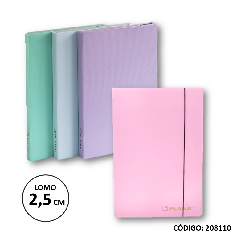 Caja arch. plast. plana c/e 2.5cm. pastel