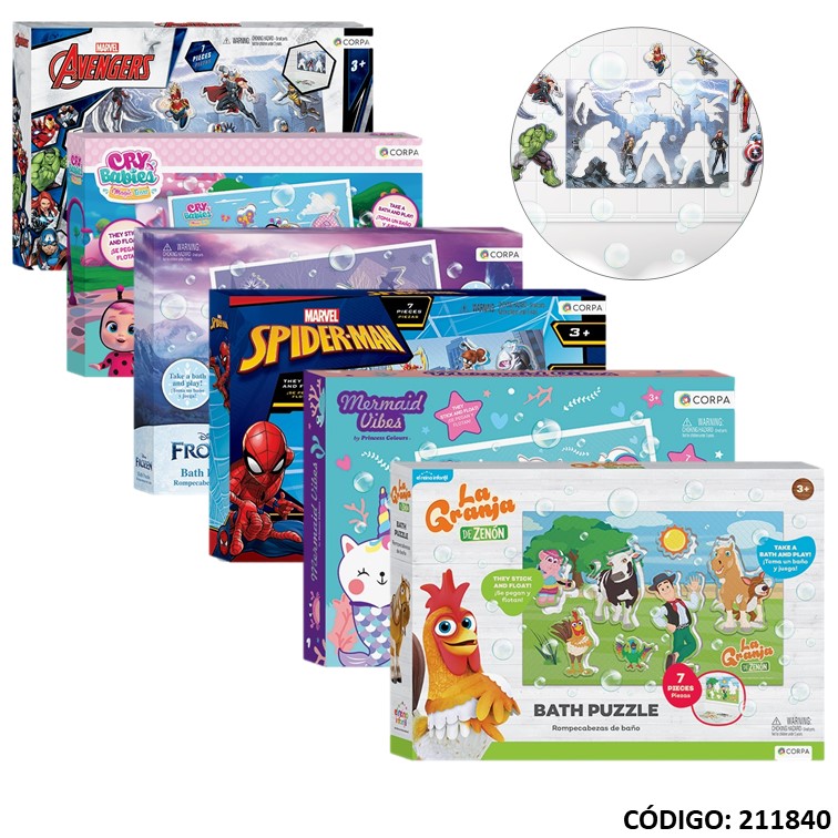 Juegos puzzle p/baño multiscope lic. x7piezas