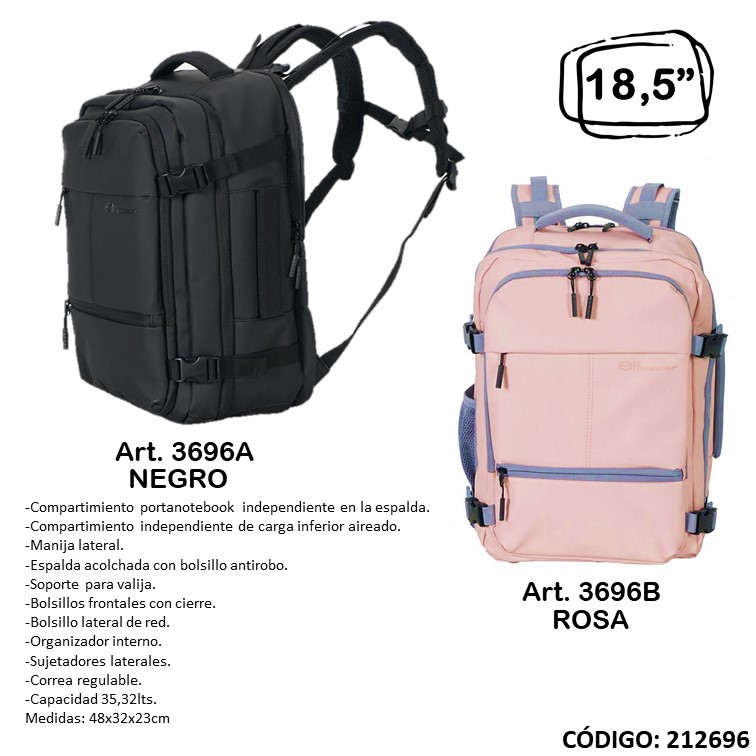 Mochila viaje portanot. elf 18.5"" 3696